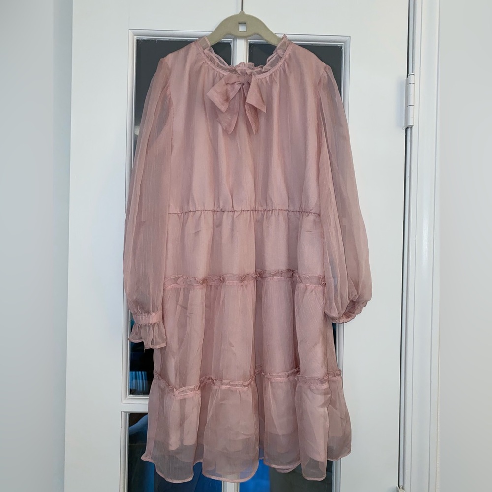 Blush long sleeve tiered dress